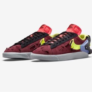 Nike Men's Burgundy and Neon Sneakers